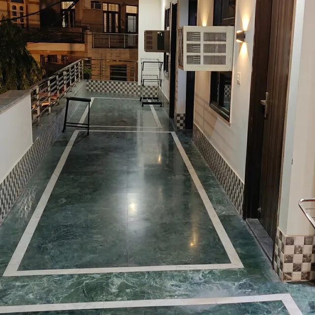 Outdoor balcony at Johri PG